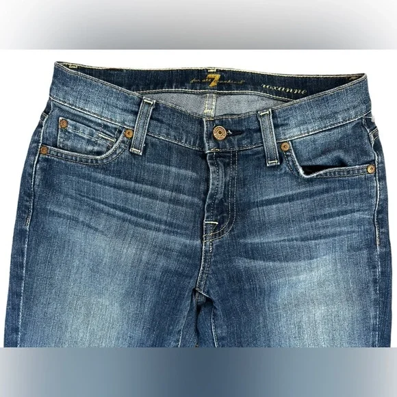NWOT 7 For All Mankind ROXANNE MID-WAIST SLIM Denim Jeans BLUE Women’s Size 25.